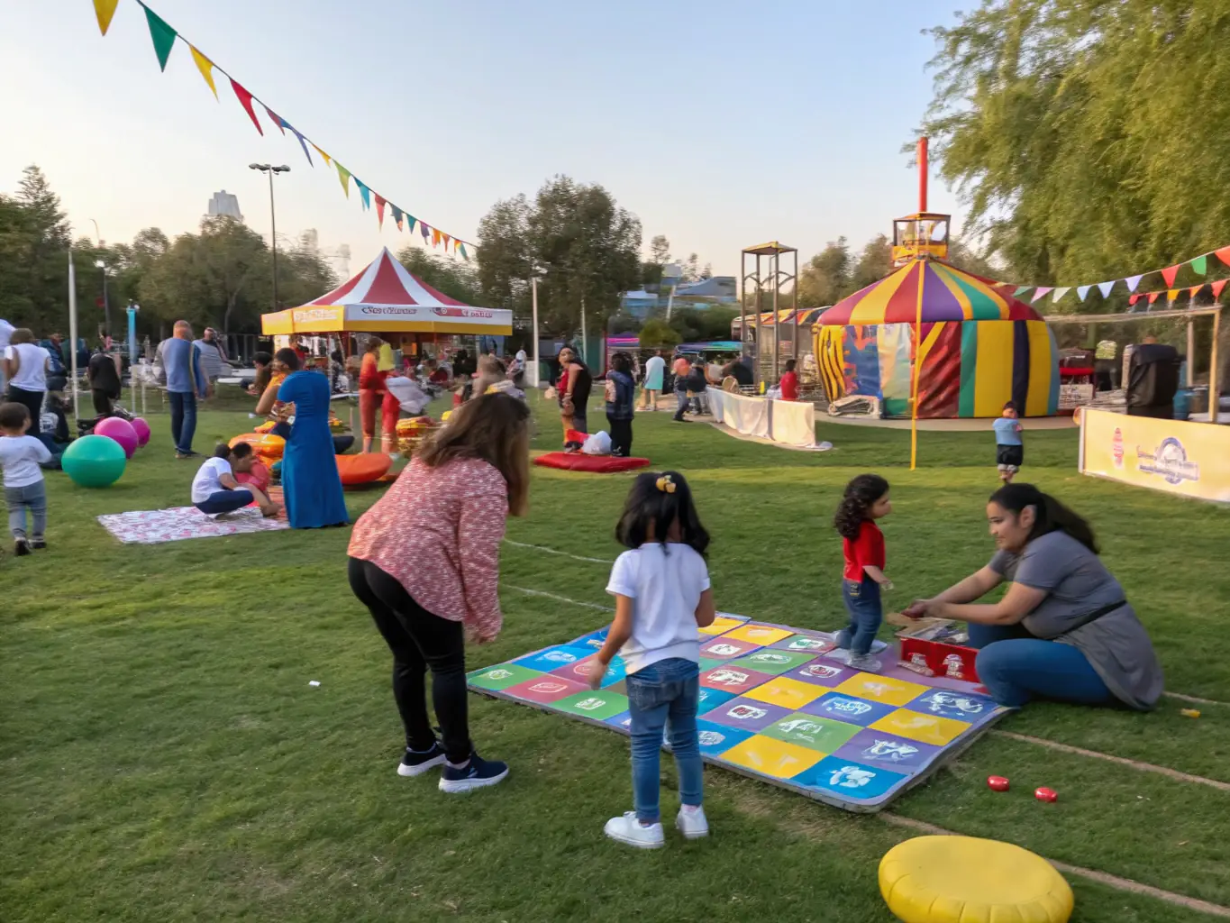 A vibrant image depicting a community festival organized by COMITE D ANIMATION DE CHARRON, showcasing people of all ages enjoying music, food, and local crafts in a lively outdoor setting.
